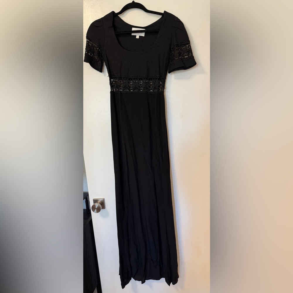 Stone Cold Fox dress black w/ guipure lace inserts. Scf size 0